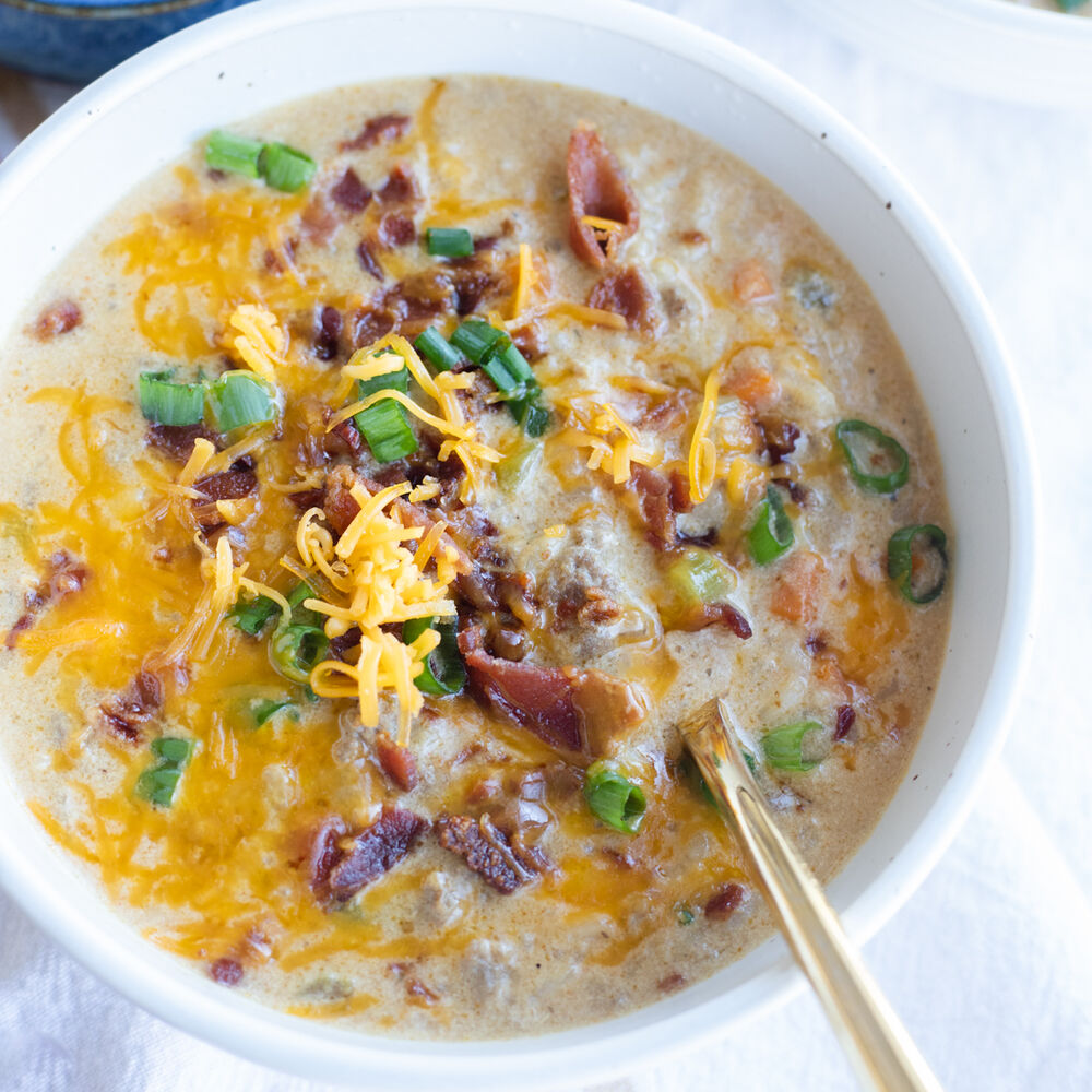 Cheeseburger Rice Soup Recipe | The Feedfeed