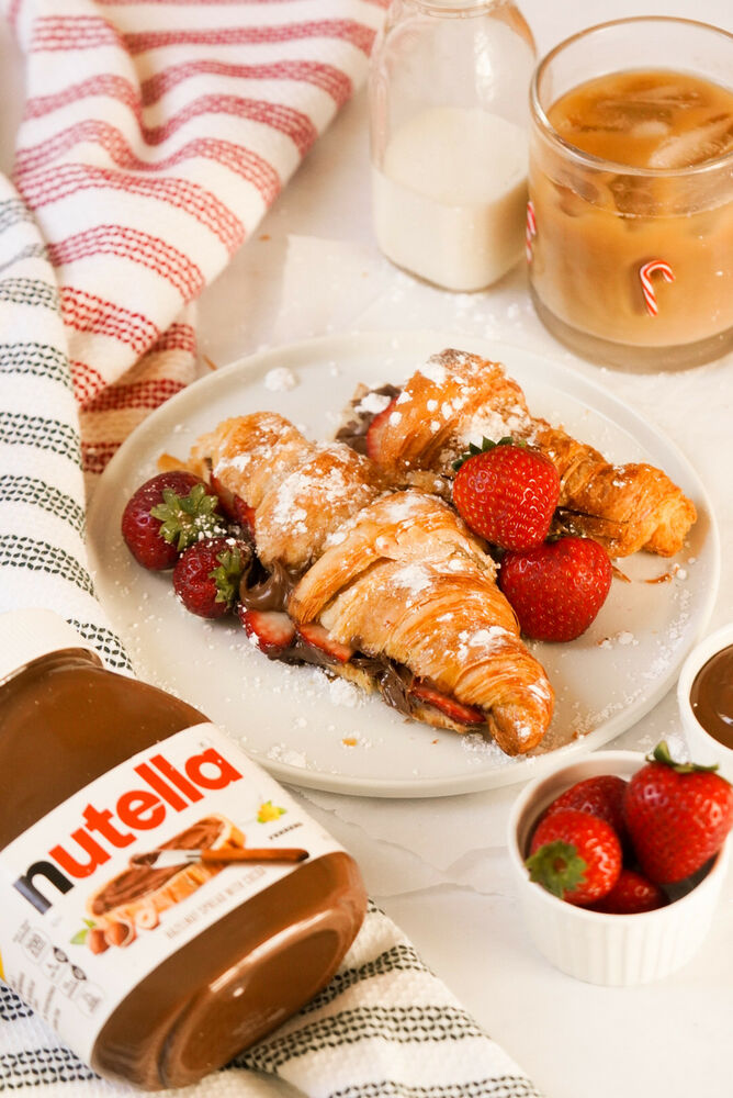 Strawberry Stuffed Croissants with Nutella