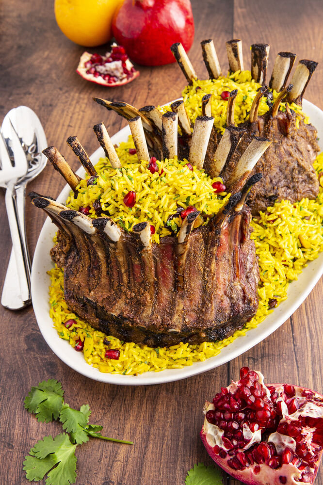 Spiced Lamb Crown Roast with Turmeric Rice Stuffing | Video Recipe The ...