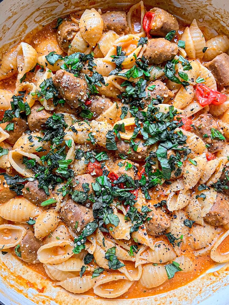 Vegan Gochujang Sausage Pasta by lucy_and_lentils Quick & Easy Recipe