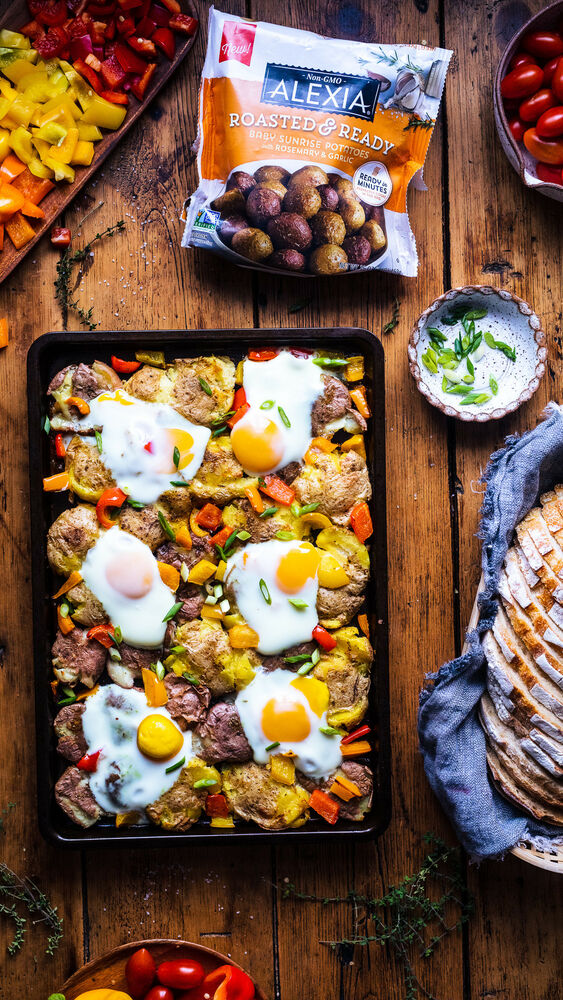 Breakfast Sheet Pan Potatoes and Eggs Video Recipe The Feedfeed