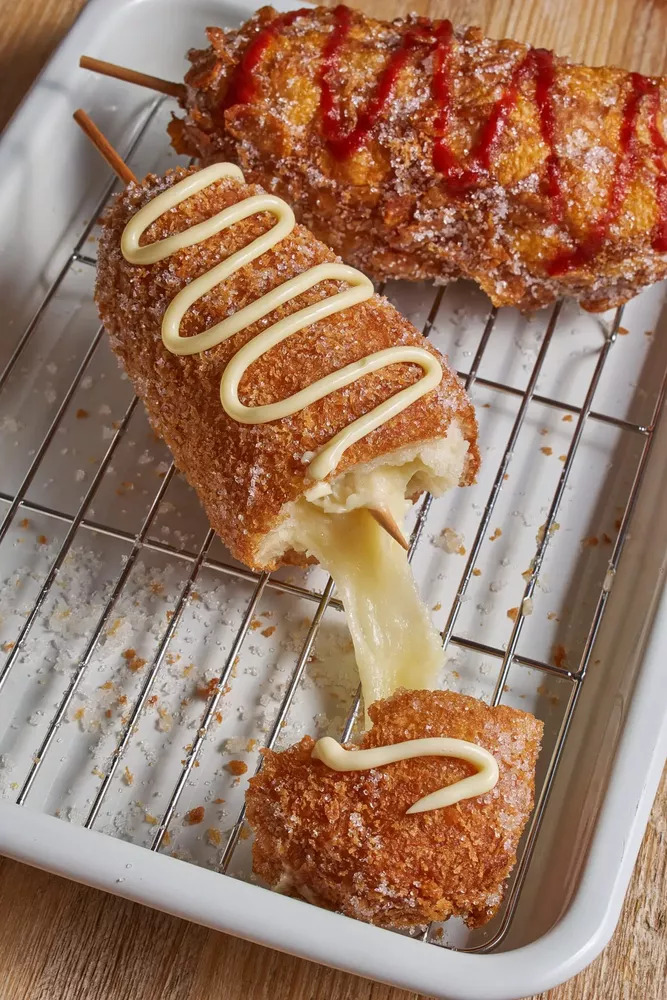 Cheesy Korean Corn Rice Dogs Recipe The Feedfeed