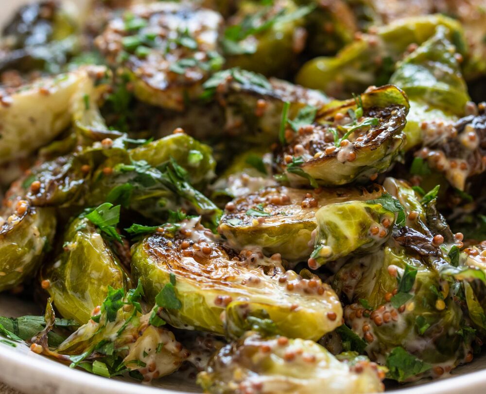 Oven Roasted Brussels Sprouts With Mustard Recipe | The Feedfeed