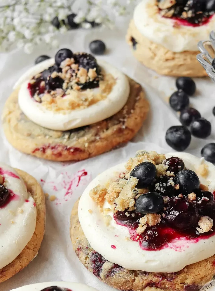 Vegan Blueberry Crumbl Cookies - The Little Blog Of Vegan