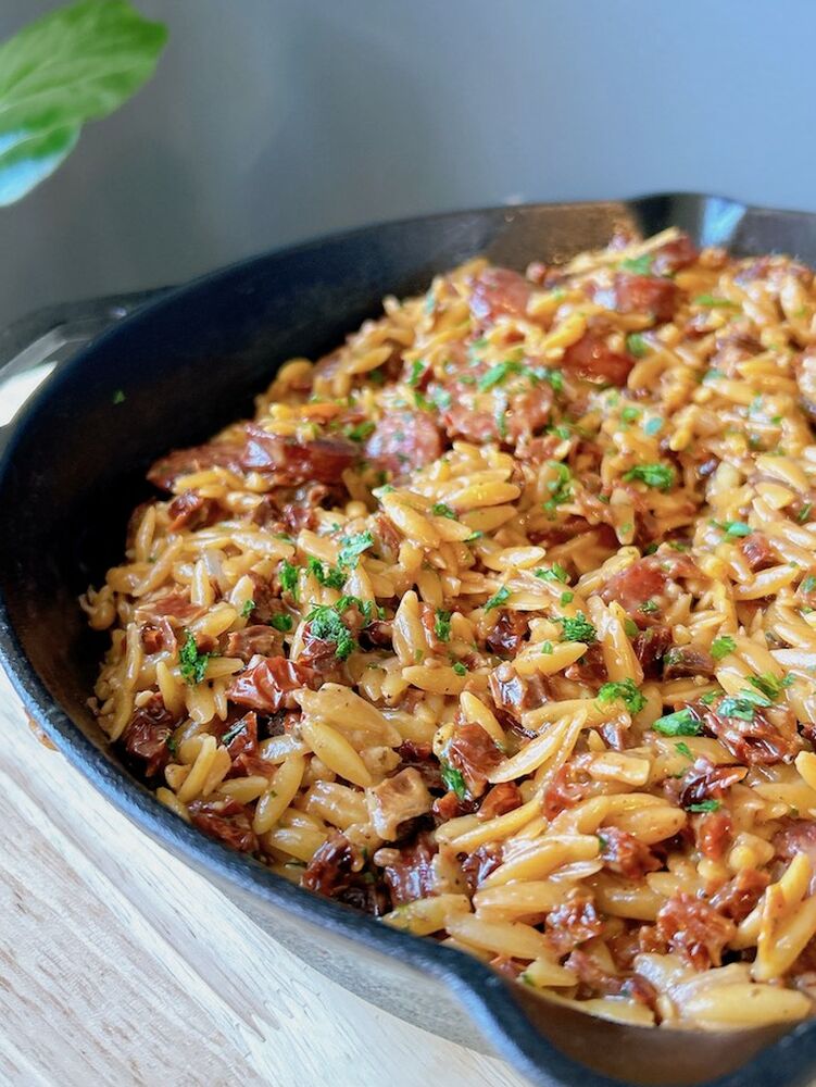 SunDried Tomato Orzo with Andouille Sausage Recipe The Feedfeed