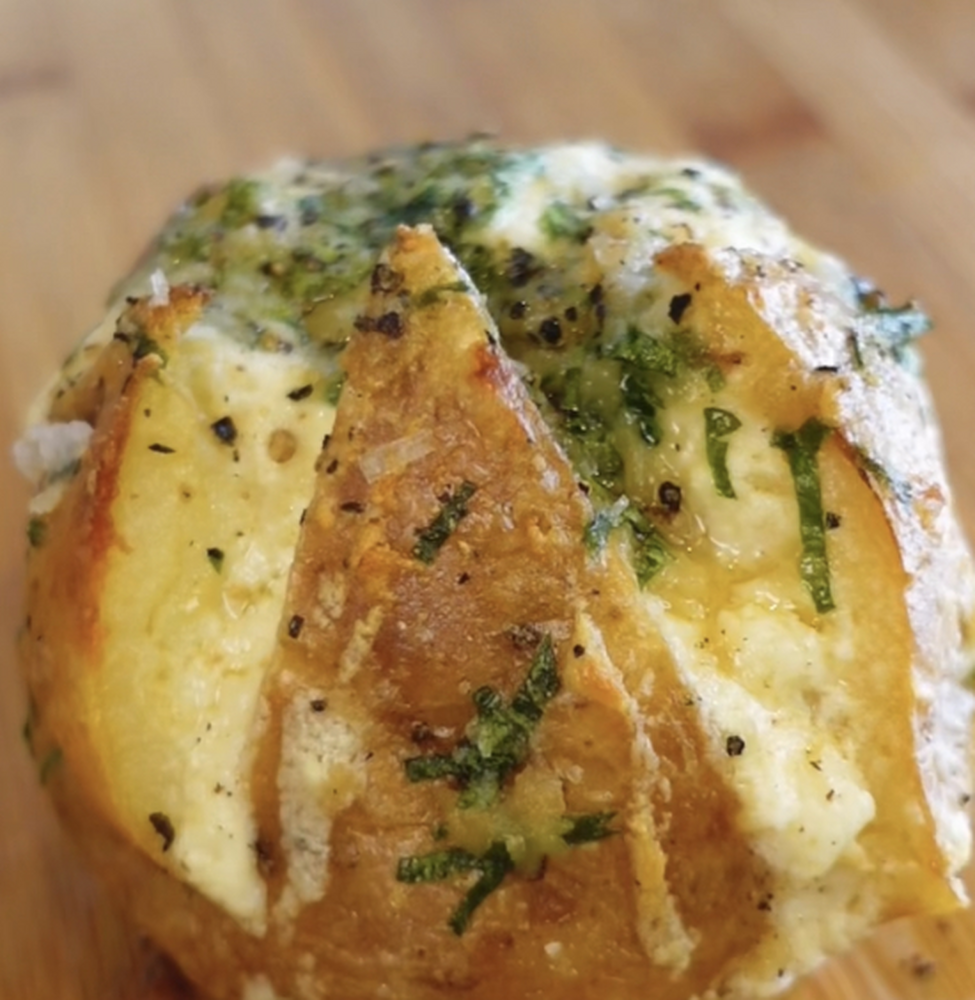 Garlic Stuffed Jacket Potato Recipe The Feedfeed