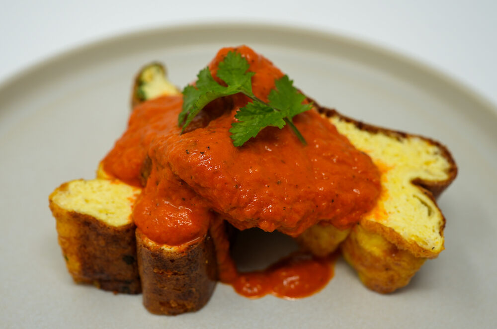 Egg, Muenster Cheese, and Chive Breakfast Loaf with Roasted Red Pepper
