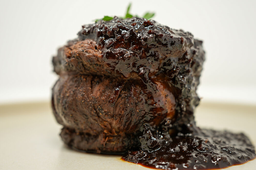 Reverse Seared Ribeye Crown Steaks with Coffee Ancho Chile Glaze Recipe