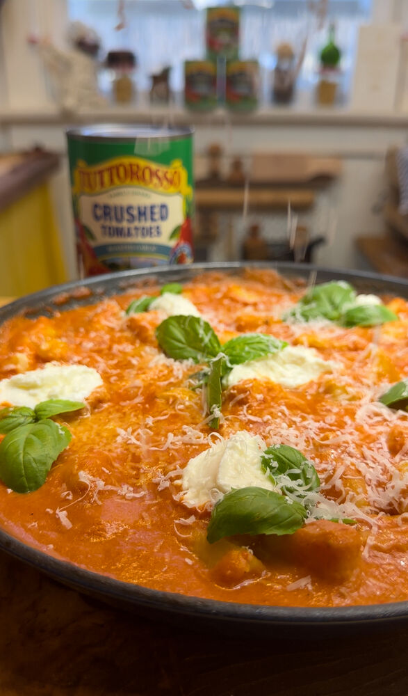 Ricotta Gnocchi with Roasted Red Pepper Tomato Sauce Recipe | The Feedfeed