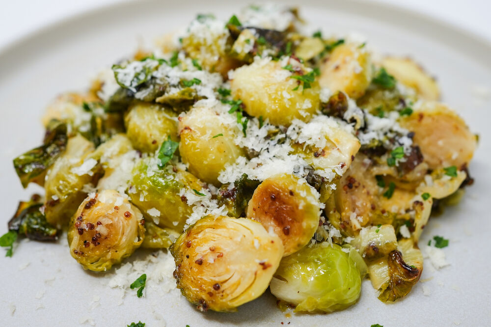 Honey Mustard Glazed Roasted Brussels Sprouts Recipe The Feedfeed