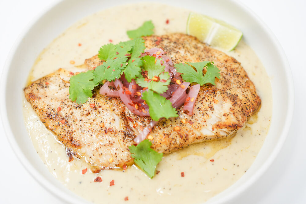 Pan-Seared Corvina with Coconut Lime Sauce