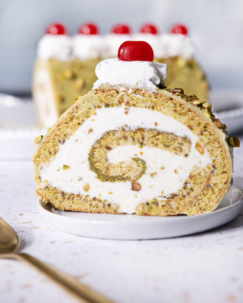 Pistachio Ice Cream Cake Roll Recipe The Feedfeed