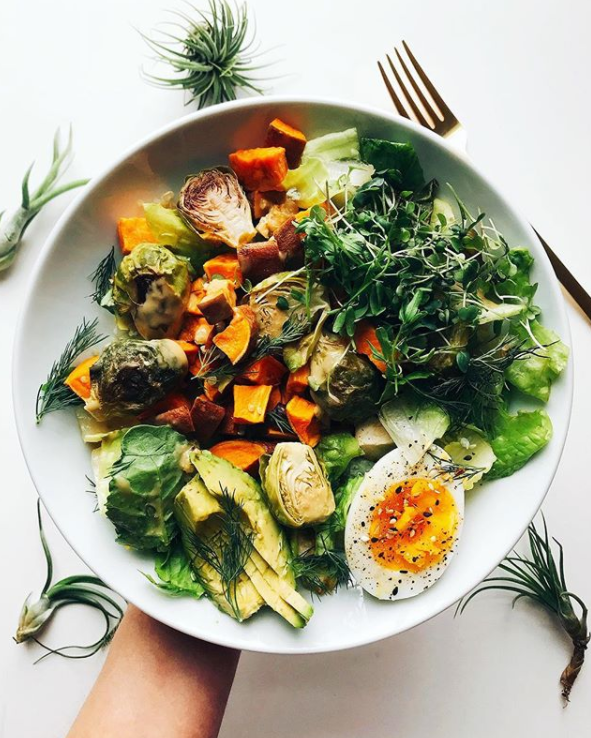 Sweet Potato, Brussels Sprout and Avocado Salad with Tahini Dressing ...