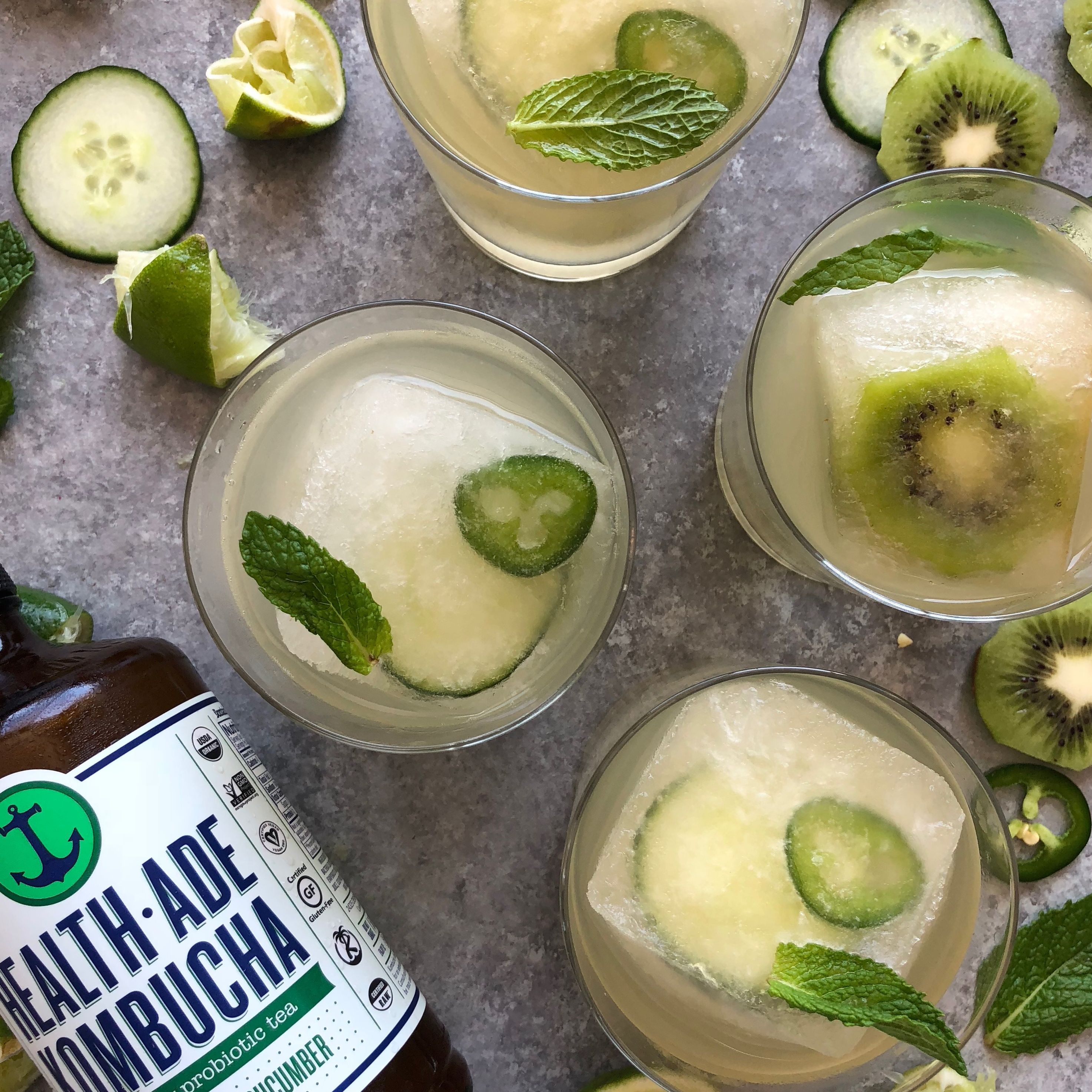 Jalapeño, Kiwi and Cucumber Kombucha Tequila Gimlets Recipe The Feedfeed