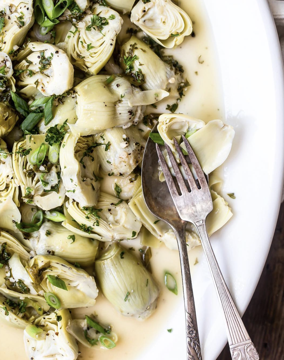 Artichoke Hearts In A White Wine Garlic Butter Sauce Recipe | The Feedfeed