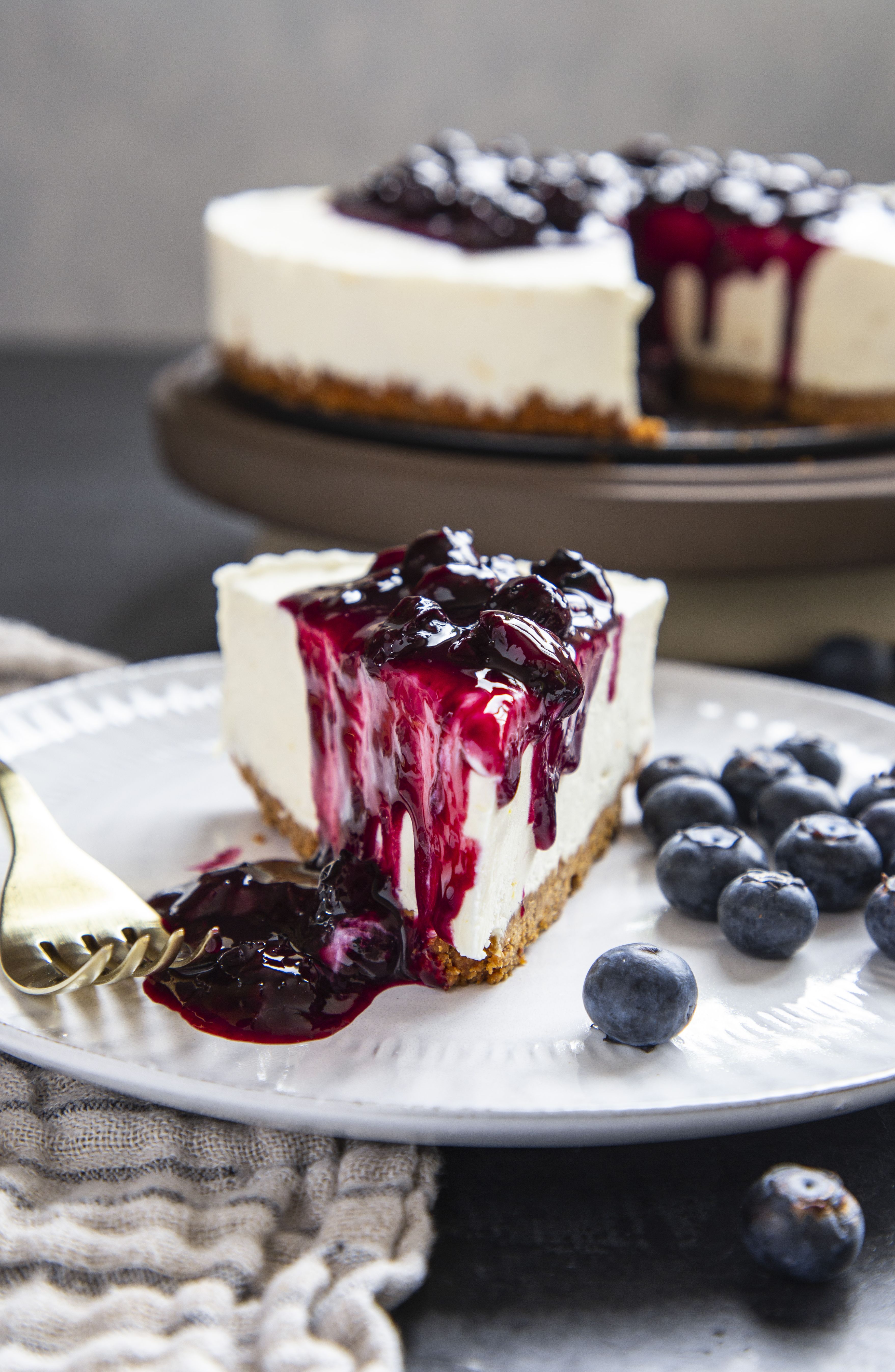 No Bake Goat Cheese Cheesecake with Blueberry Sauce Recipe The