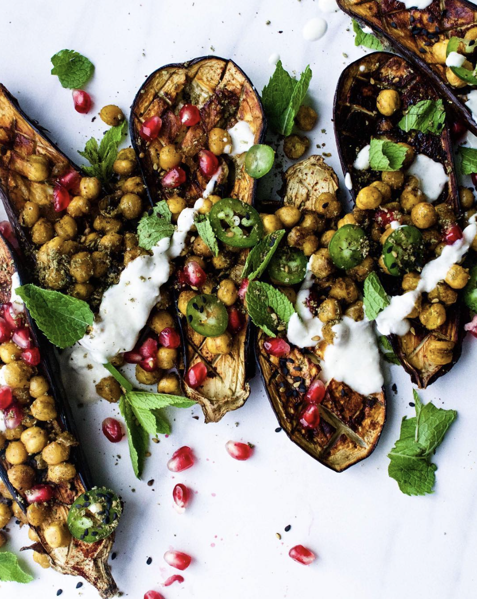 Chickpea Curry Filled Eggplant Boats Recipe The Feedfeed