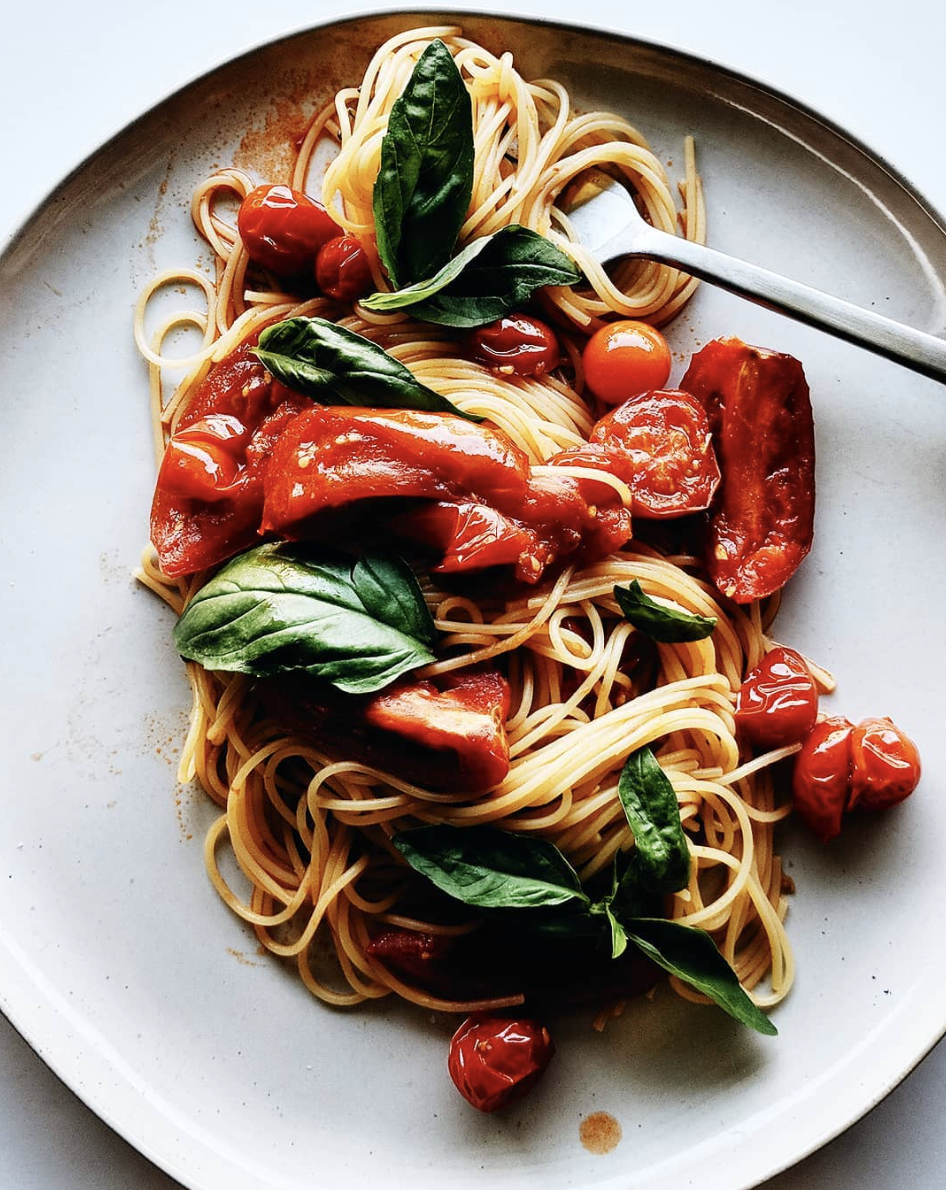 Spaghetti with Tomatoes, Basil, and Butter Recipe The Feedfeed