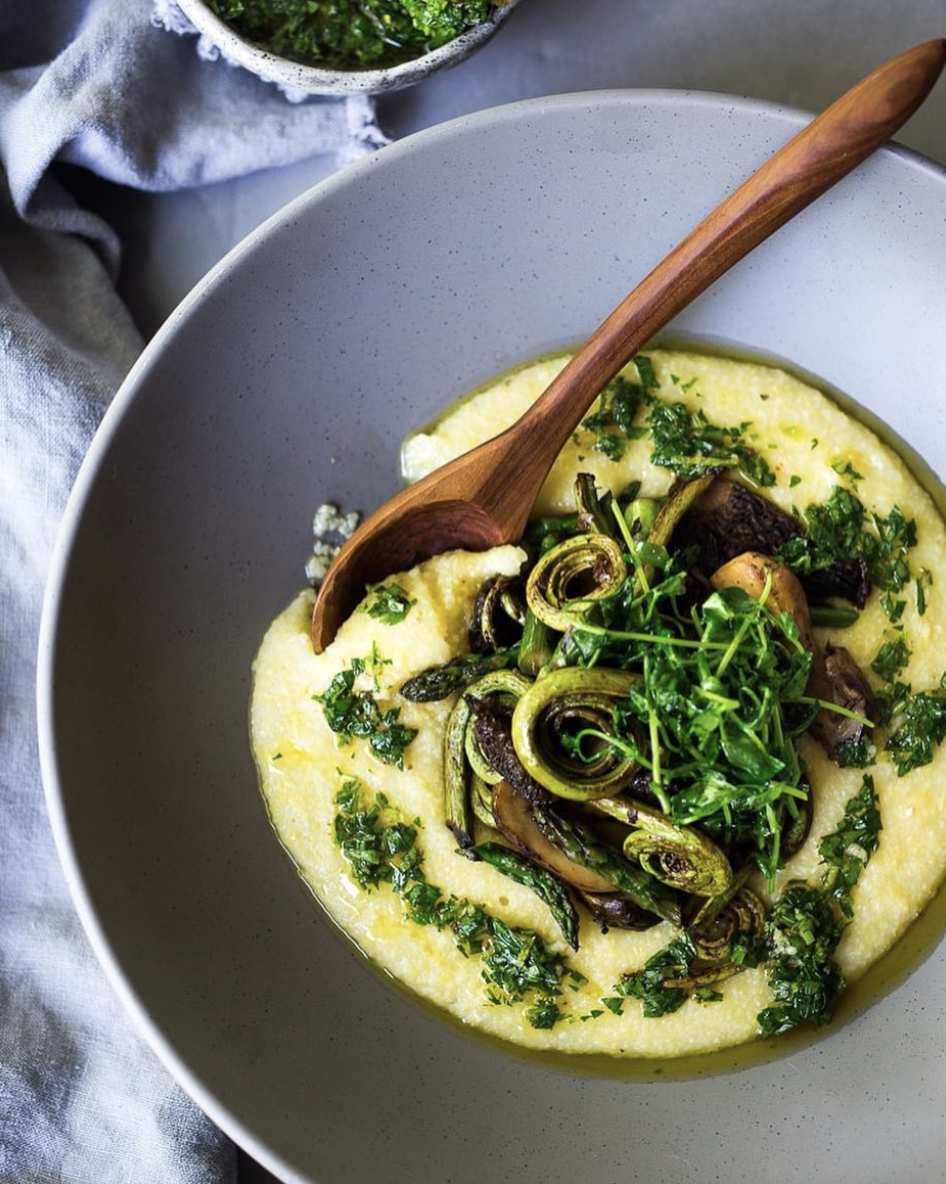 Creamy Polenta with Asparagus, Fiddlehead Ferns, and Gremolata | The ...