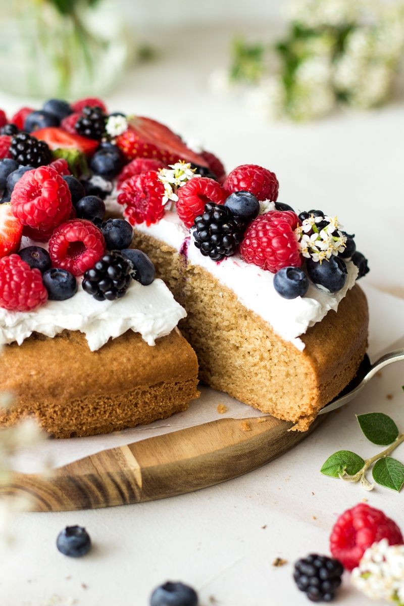 Summer Berry Sponge Cake with Whipped Cream Recipe | The Feedfeed
