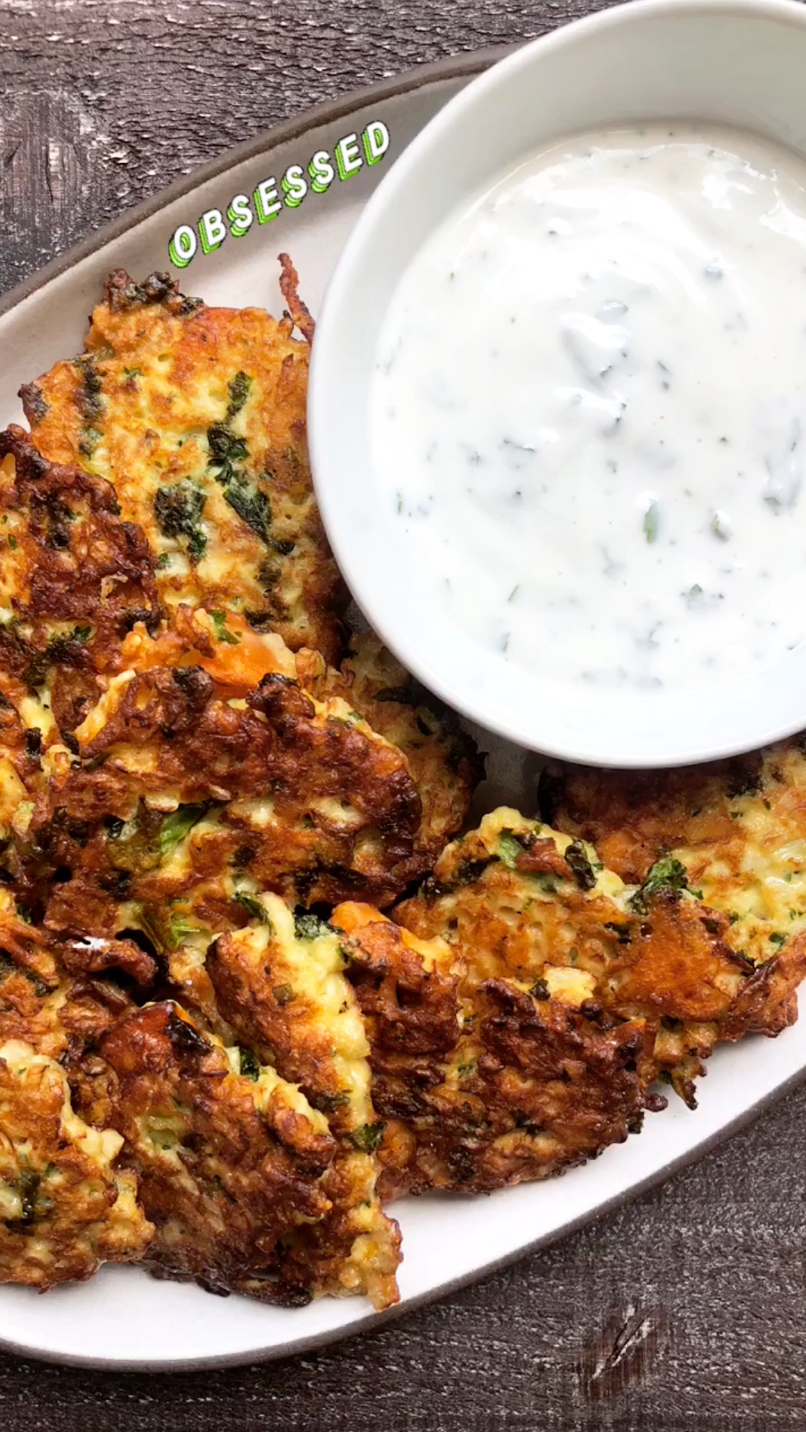 Riced Cauliflower Fritters Video Recipe The Feedfeed