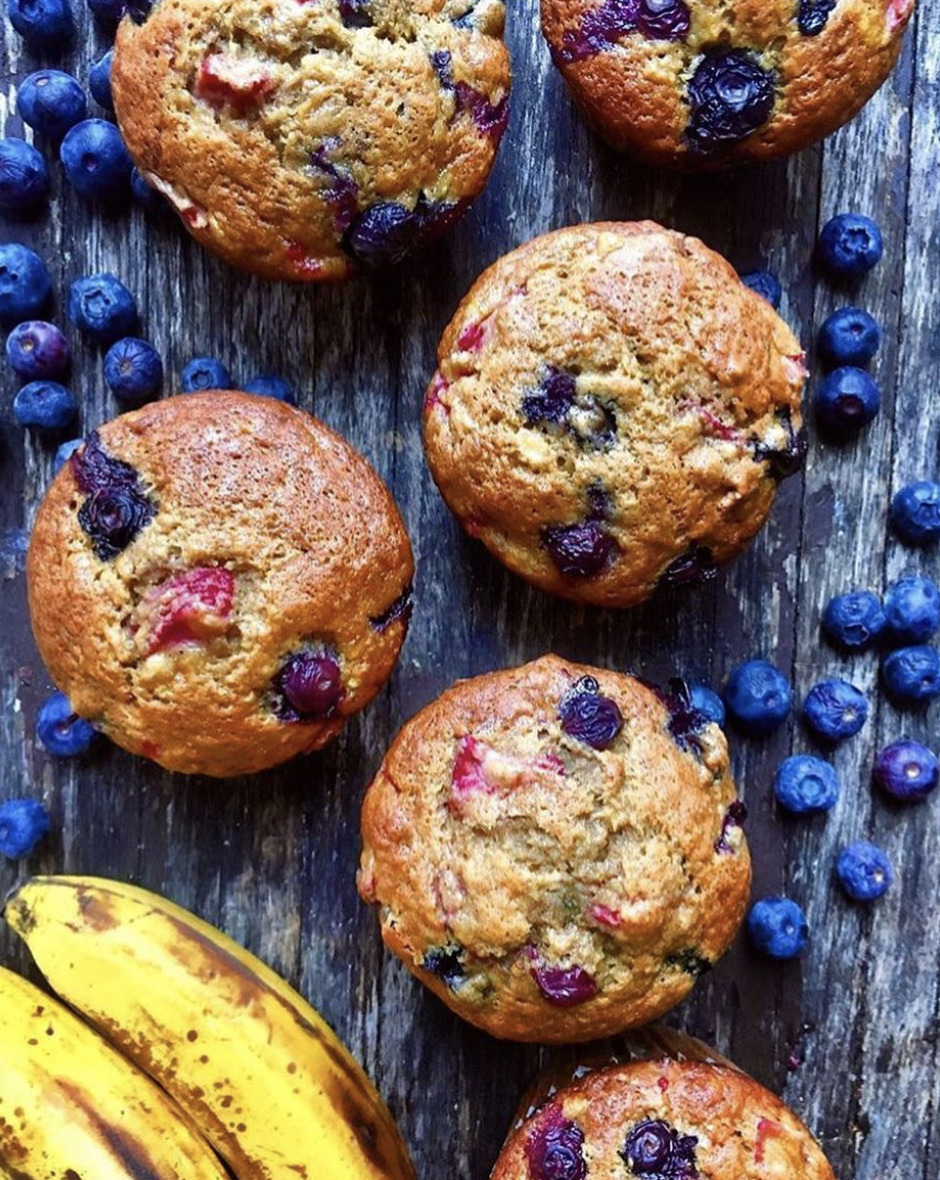 Strawberry Blueberry Banana Muffins Recipe By Diane Morrisey The Feedfeed